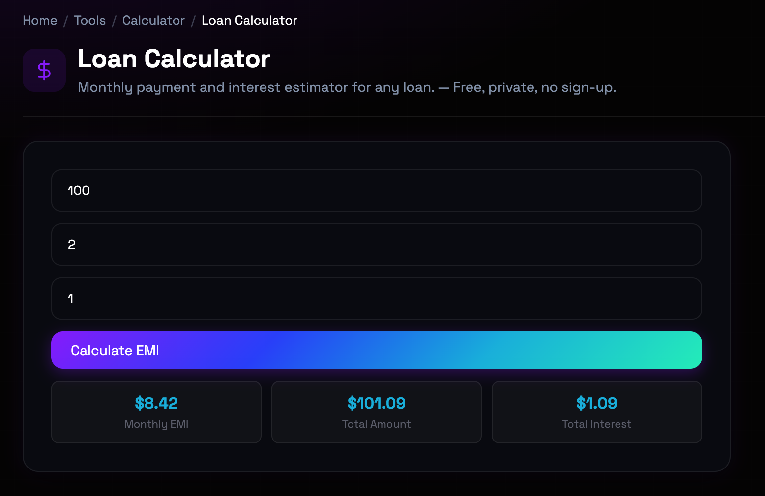 How to use Loan Calculator online — free, fast, and private